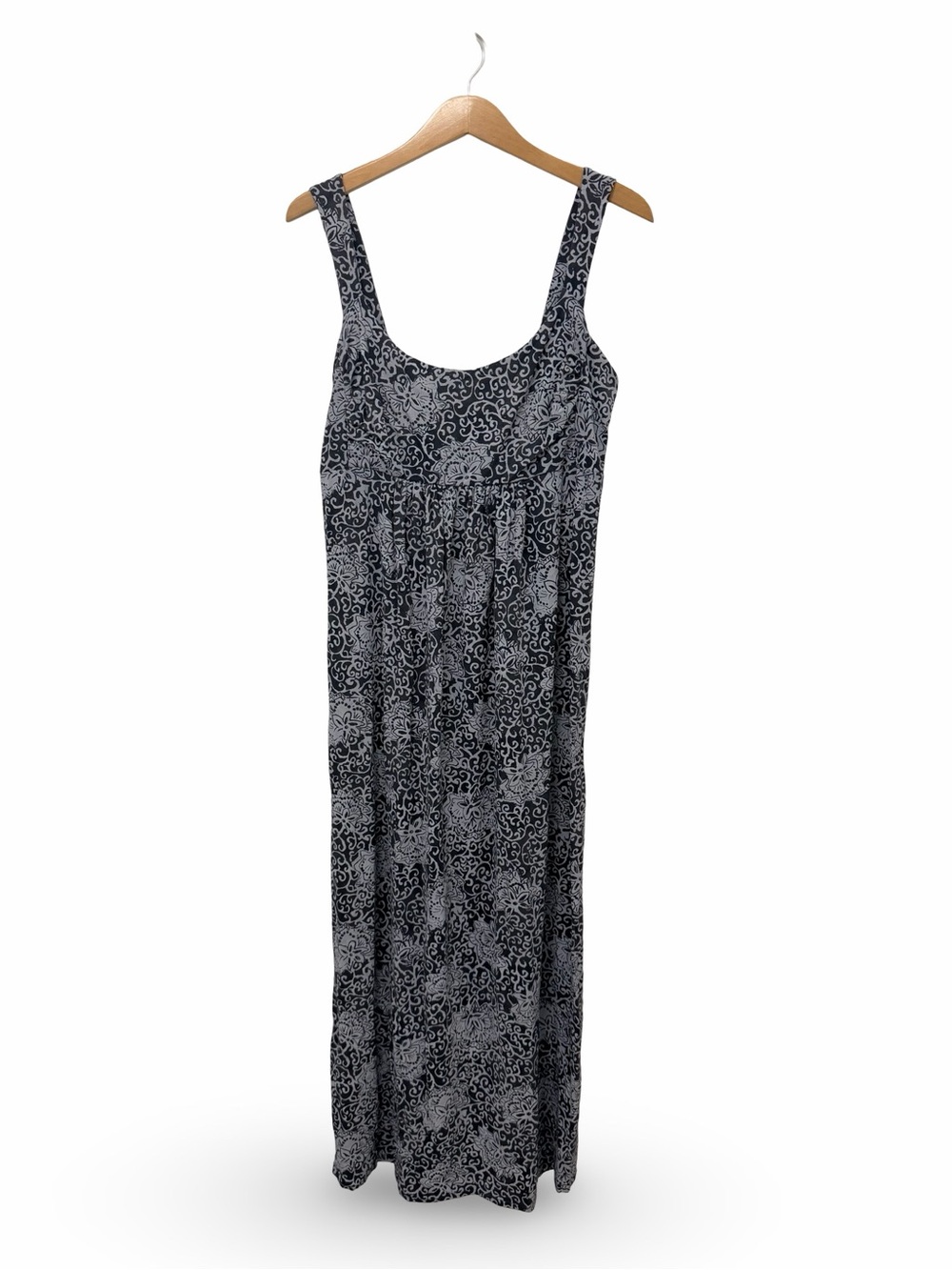Fresh Produce Brown & White Damask Floral Smocked Maxi Dress Medium